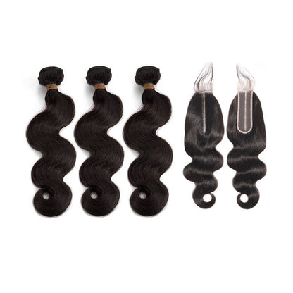 3 Bundles with a 2x6 Lace Closure Body Wave Virgin Hair Extensions