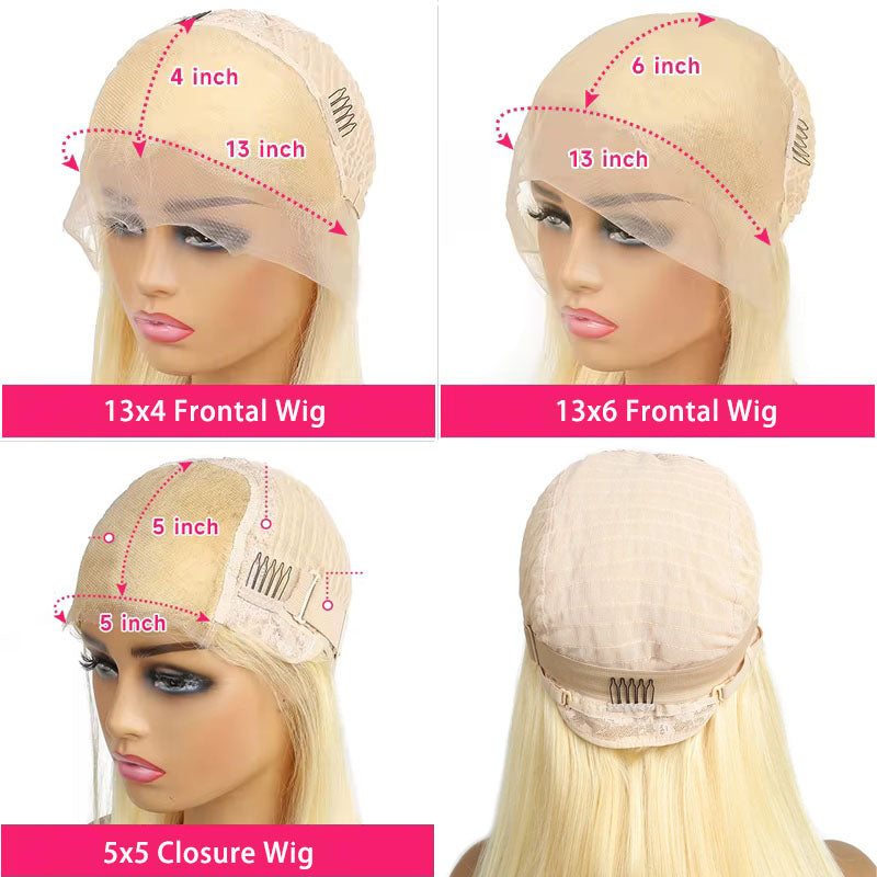 BARBIE HD Lace Blonde 613 Straight Human Hair Wig 4x4 5x5 6x6 7x7 Closure Wig 13x4 13x6 Frontal Wig Pre-Plucked