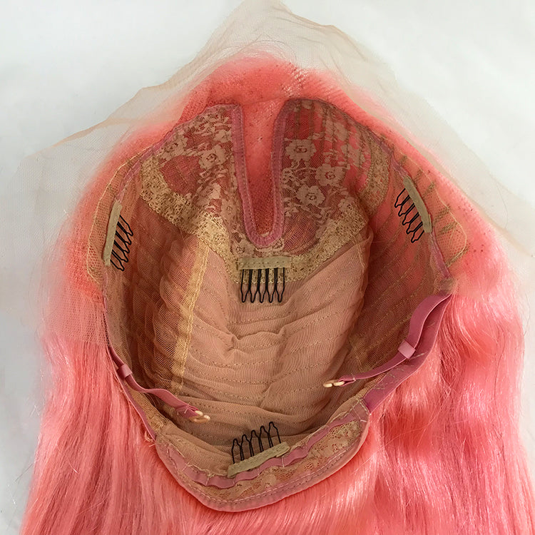 Pink T Part Lace Wig 20 inch Straight Hair 100% Human Hair Wig