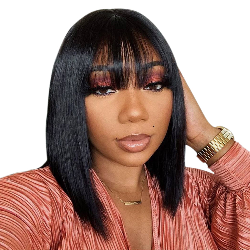 CARESHA Bob with Bangs 100% Virgin Hair Wigs Lace Front Wig Full Lace Wig