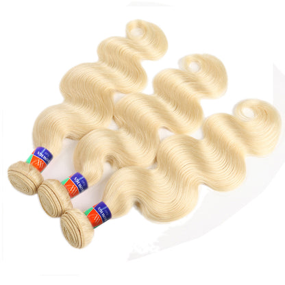 #613 Blonde 3 Bundles with a 4x4 Closure Deals Body Wave 12-38 inch Human Hair Extensions