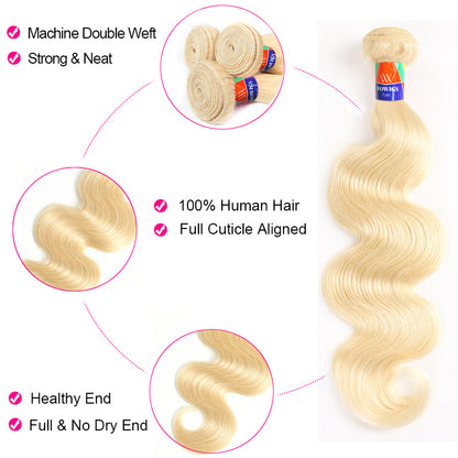 4 Bundle Deals Blonde #613 Body Wave 12-38 inch 100% Human Hair Extensions