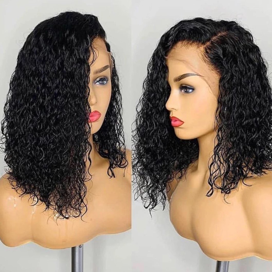 Curly Bob Wigs 100% Virgin Hair Short Bob Lace Front Wig Wet Curly Full Lace Wig