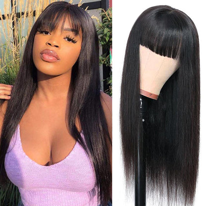 DEJA- Straight Wig with Bangs ✨NO LACE ✨Machine Made Wig
