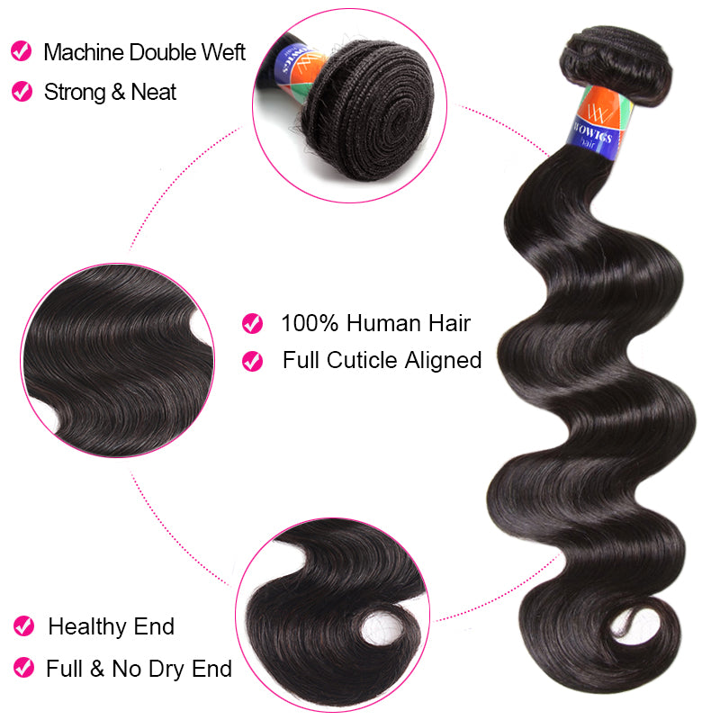 3 Bundle Deals Body Wave 12-32 inch 100% PREMIUM Virgin Hair Extensions