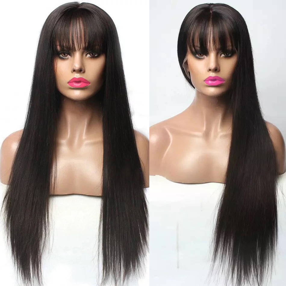Naomi Signature Long Straight Wig with Bangs 180% Density