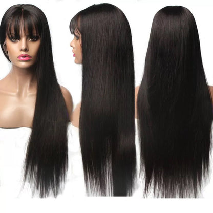 Naomi Signature Long Straight Wig with Bangs 180% Density