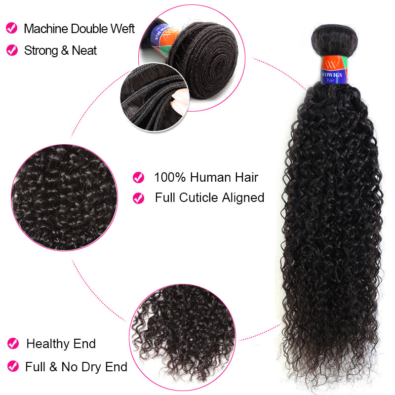 3 Bundles with a 13x4 Frontal Kinky Curly 12-30 inch 100% Unprocessed Virgin Hair Extensions